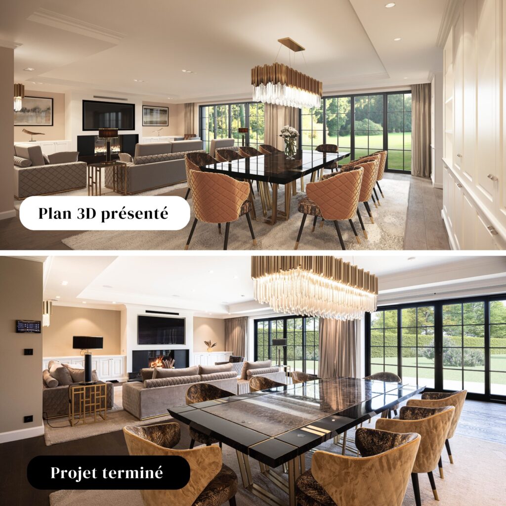 Plan 3D de présentation d'une salle à manger avec projet terminé Machelen