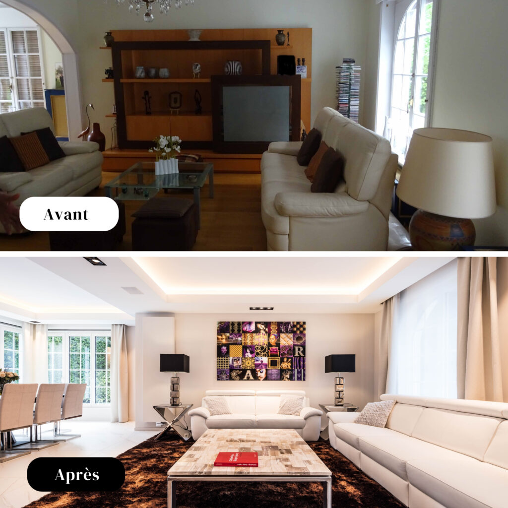 Avant-après rénovation maison avec mobilier à Overijse