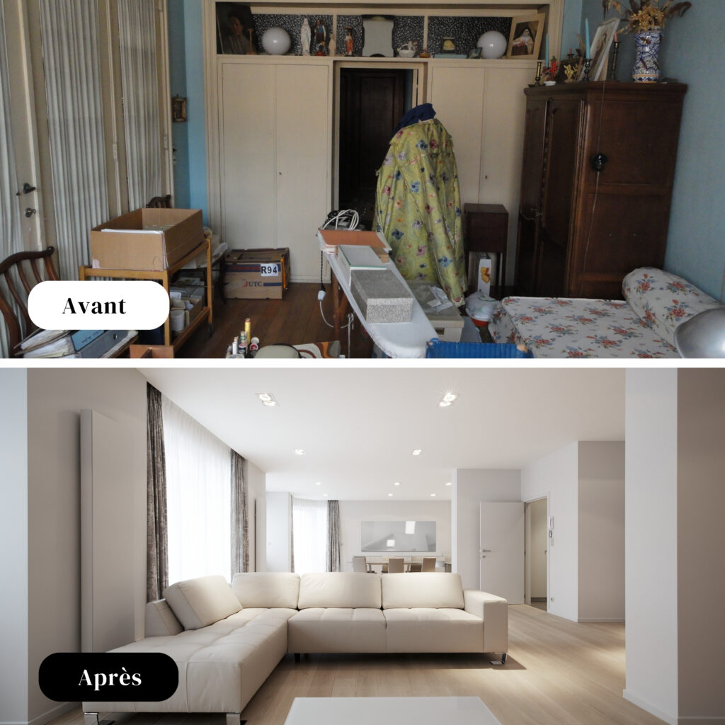 Avant - après rénovation d'un appartement à Bruxelles