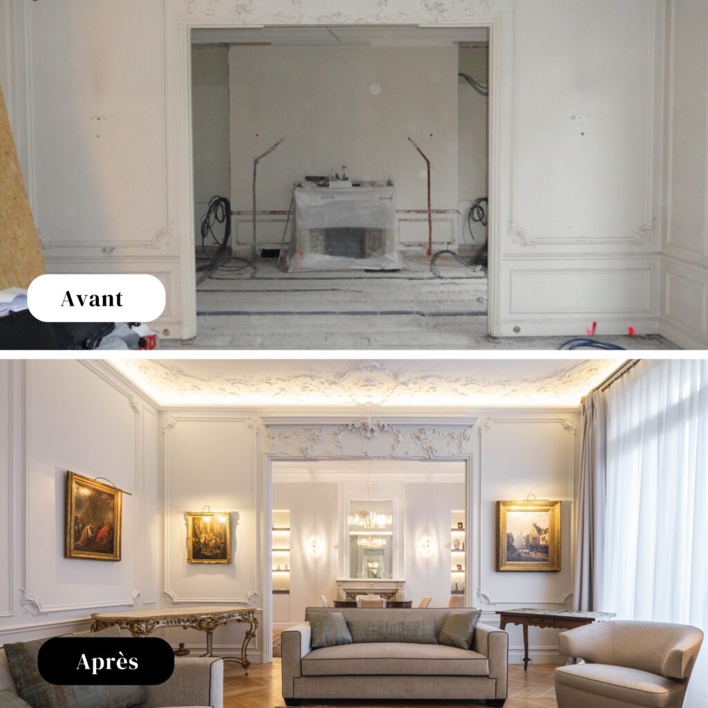 Avant - Après rénovation d'un appartement au coeur de Paris devant la Tour Eiffel