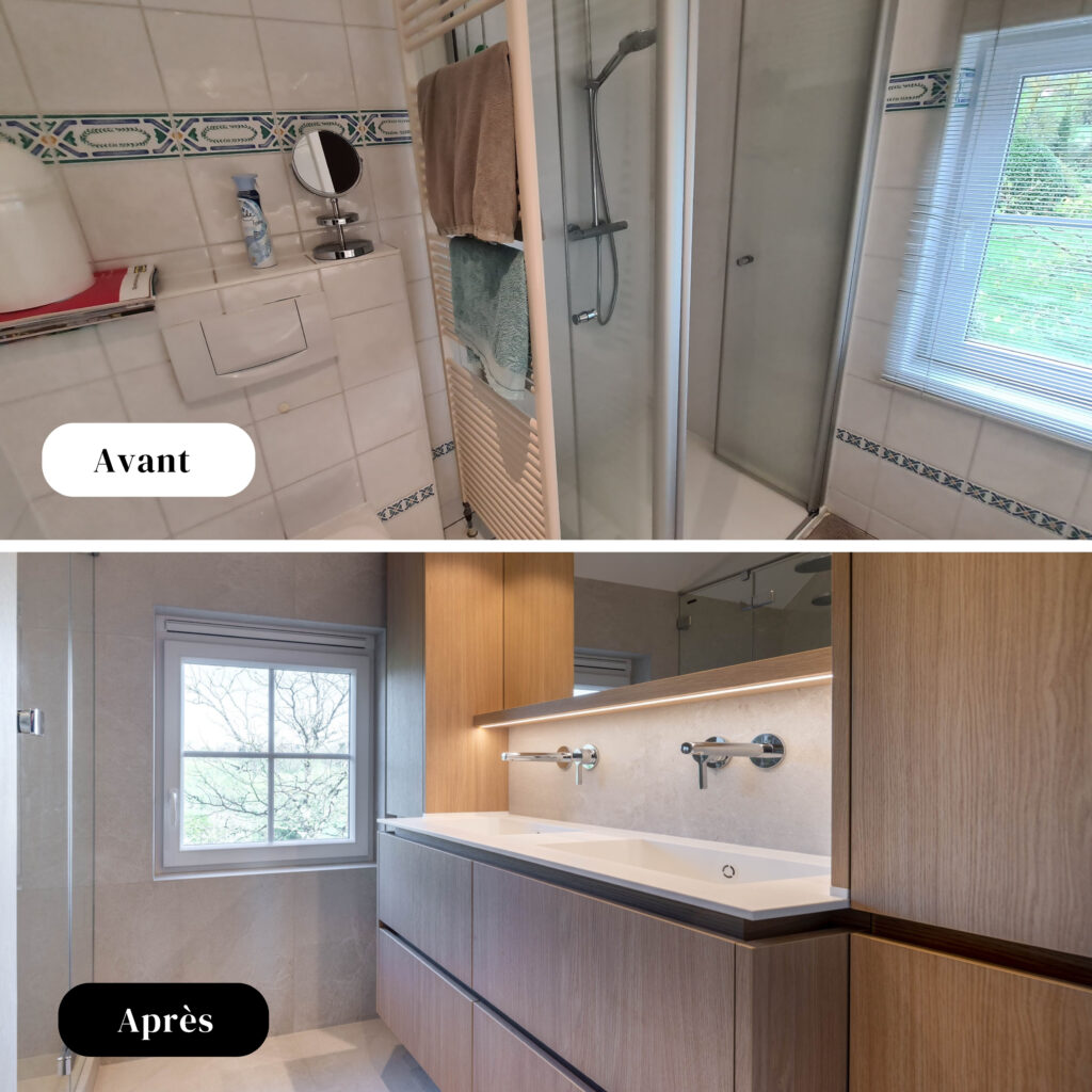 Avant - Après rénovation salle de bain dans une maison à Wavre